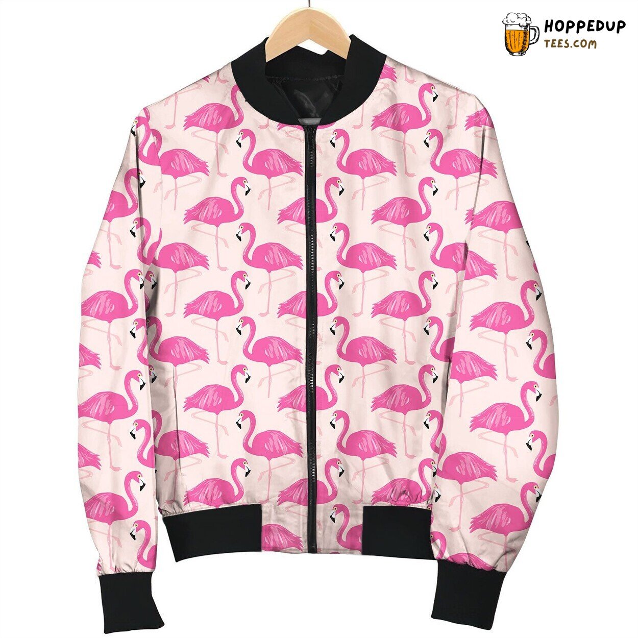 Seamless Pink Flamingo Pattern Fashion Bomber Jacket