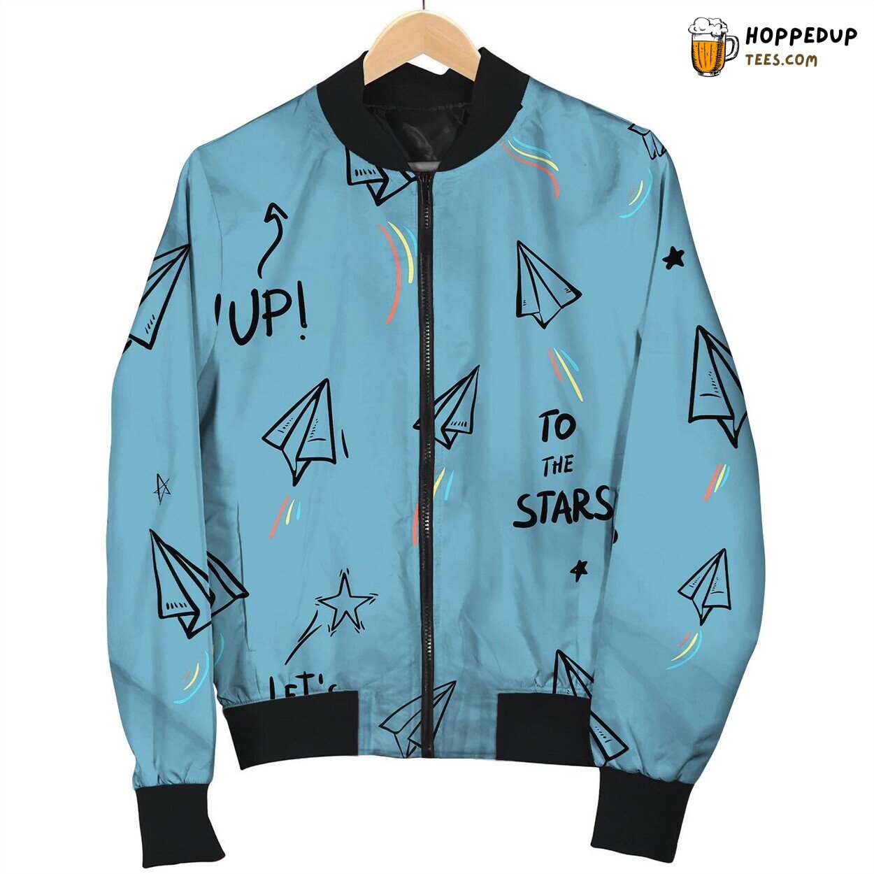 Seamless Repeating Pattern Painted Paper Airplanesv Bomber Jacket