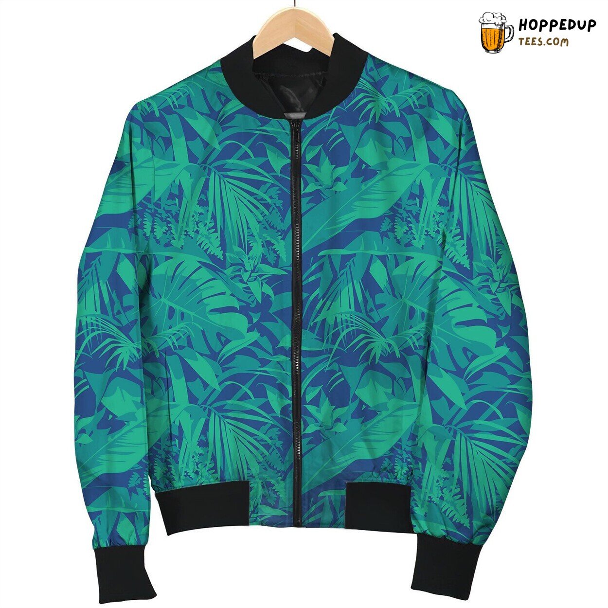 Seamless Summer Hawaiian Tropical Pattern Bomber Jacket
