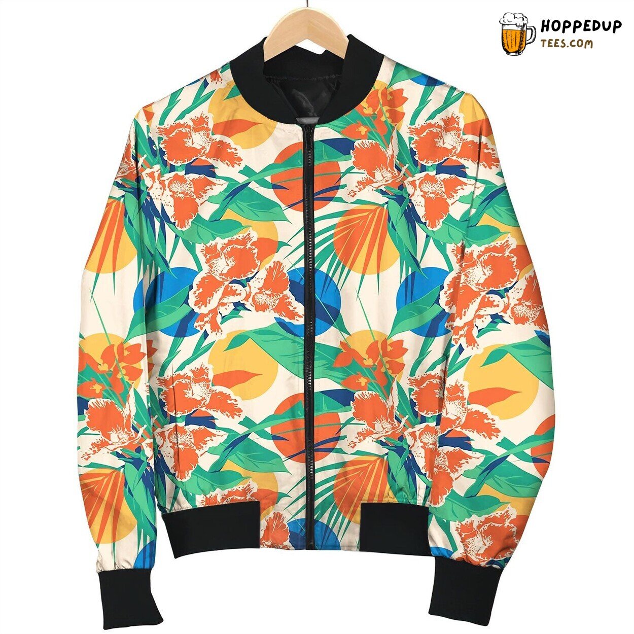 Seamless Summer Hawaiian Tropical Pattern Love Bomber Jacket