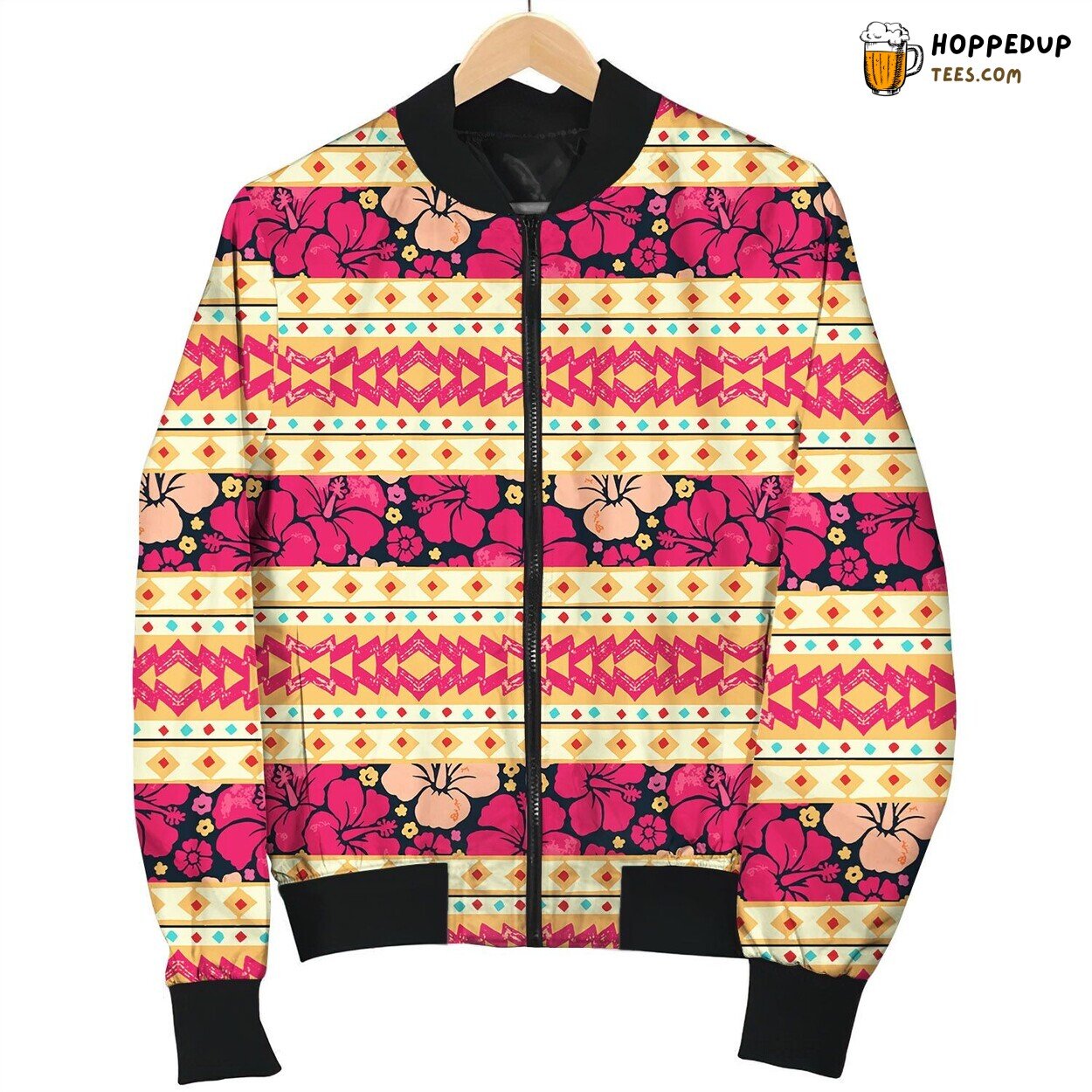 Seamless Surf Pattern Bomber Jacket
