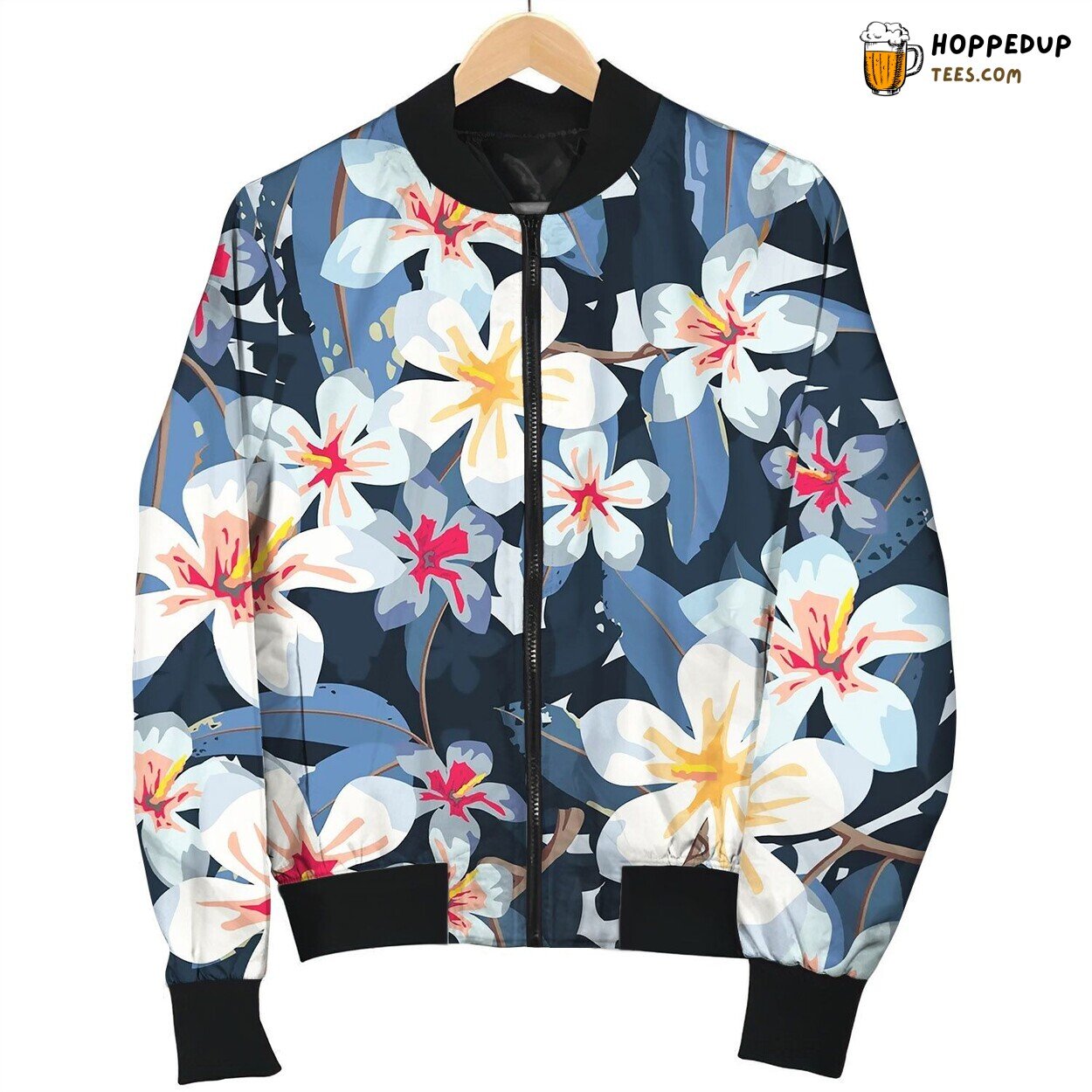 Seamless Tropical Floral Pattern Happy Bomber Jacket