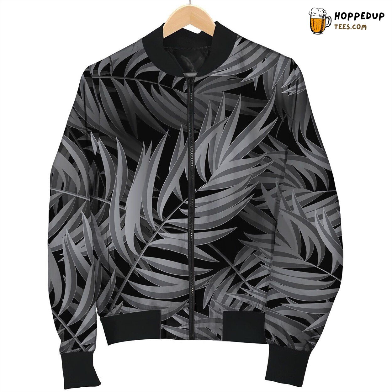 Seamless Tropical Jungle Floral Pattern With Palm Bomber Jacket