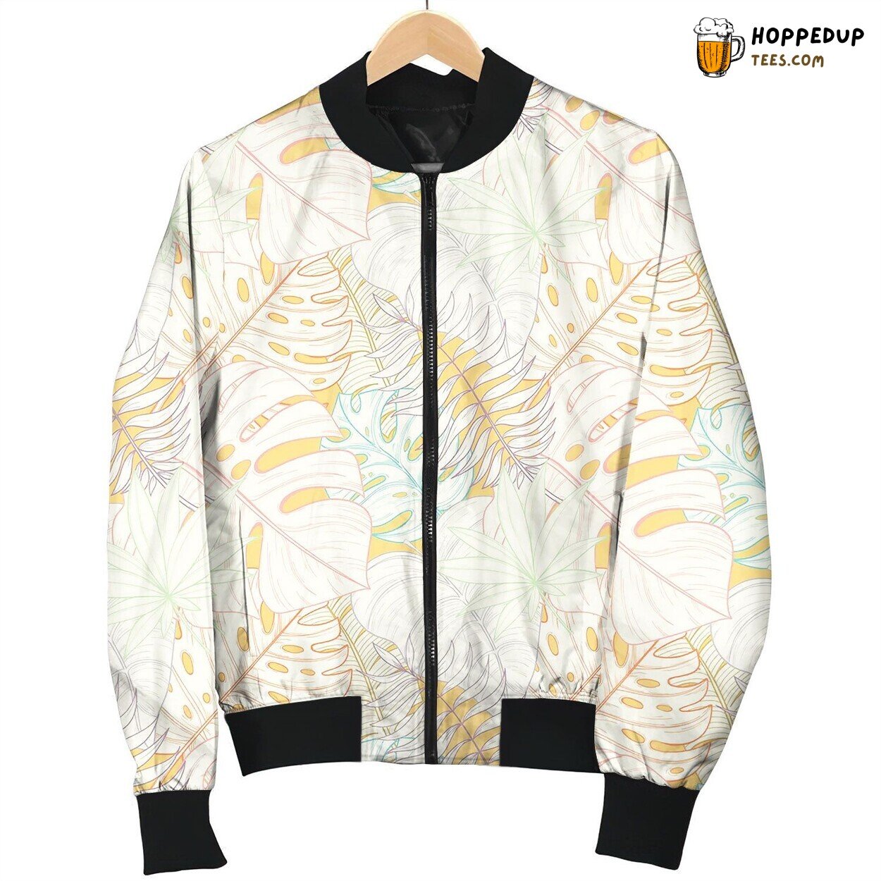 Seamless Tropical Palm Leaves Pattern Bomber Jacket