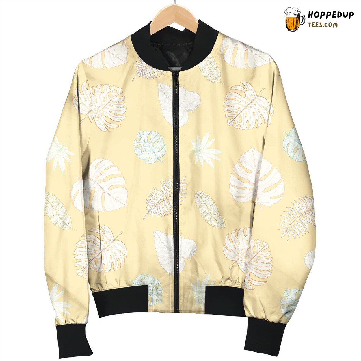 Seamless Tropical Palm Leaves Pattern Happy Bomber Jacket