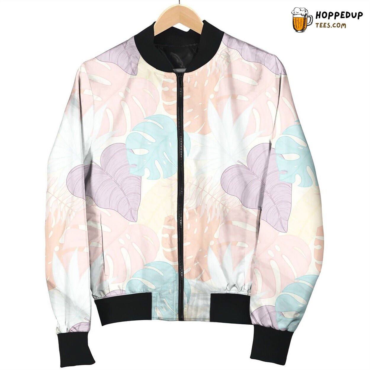 Seamless Tropical Palm Leaves Pattern Love Bomber Jacket
