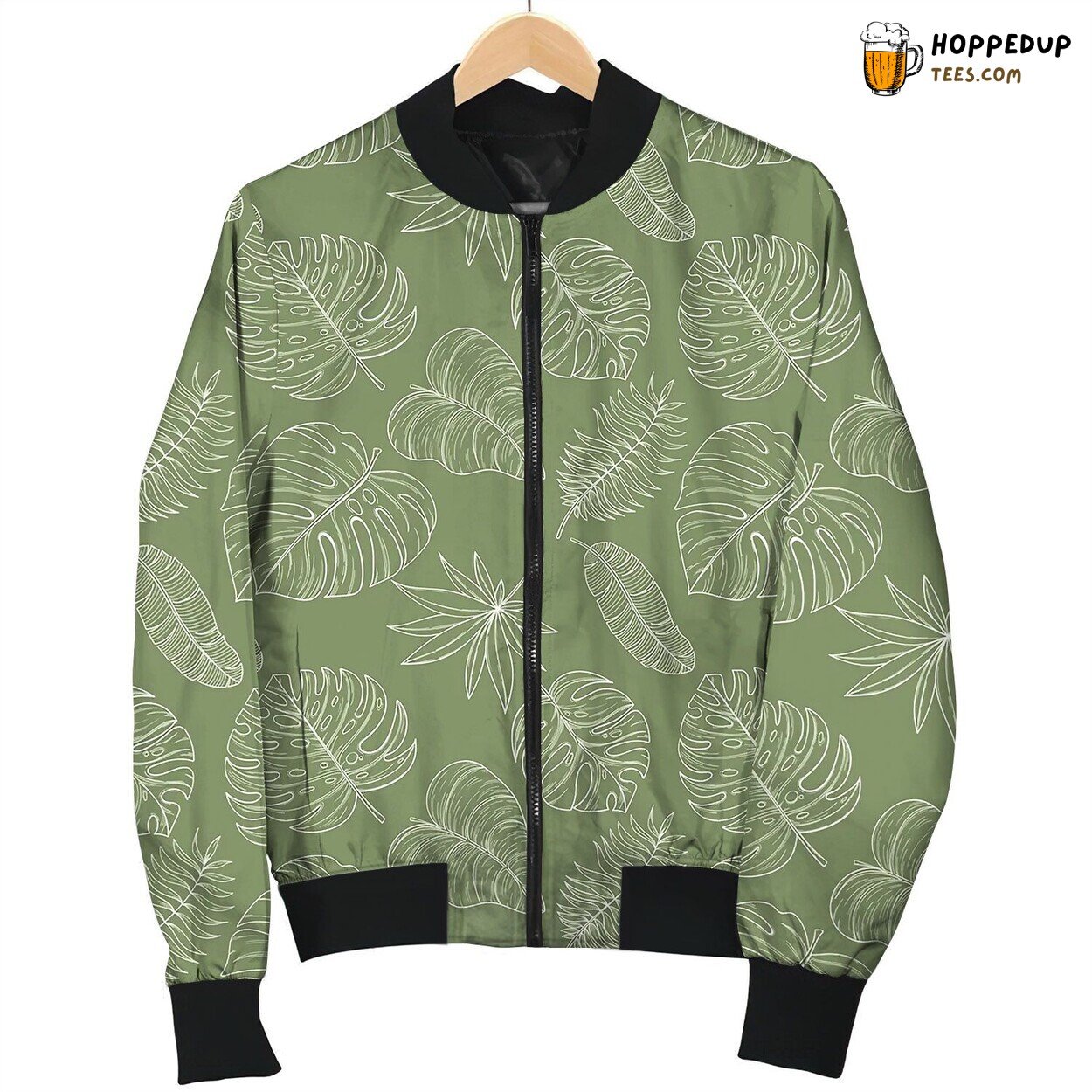 Seamless Tropical Palm Leaves Pattern V Bomber Jacket