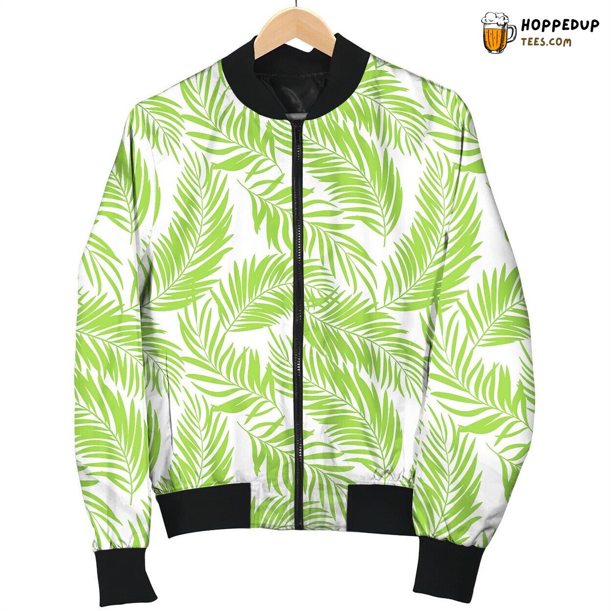 Seamless Tropical Pattern With Palm Leaves Bomber Jacket