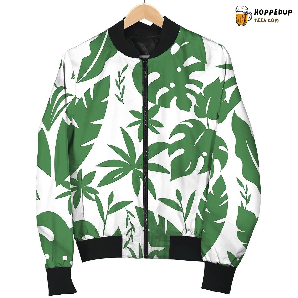 Seamless Tropical Pattern With Palm Leaves Love Bomber Jacket