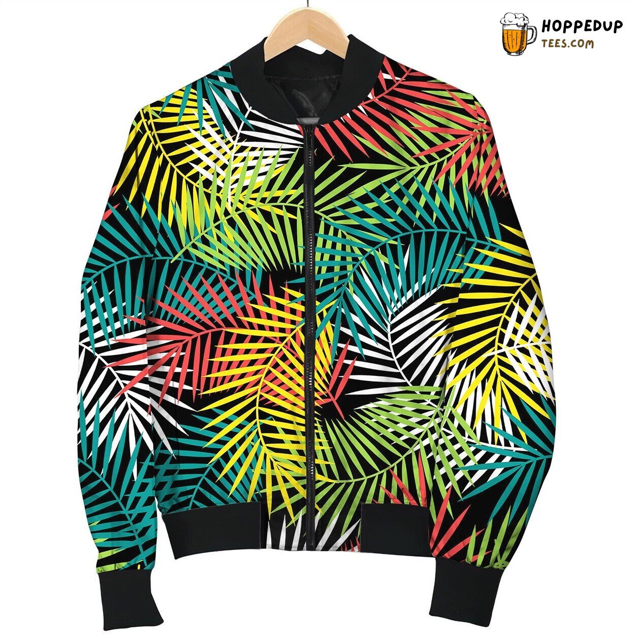 Seamless Tropical Pattern With Stylized Coconut Bomber Jacket