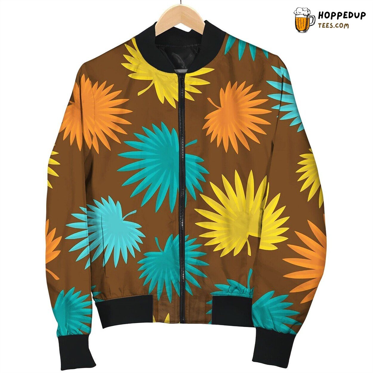 Seamless Tropical Pattern With Stylized Palm Bomber Jacket