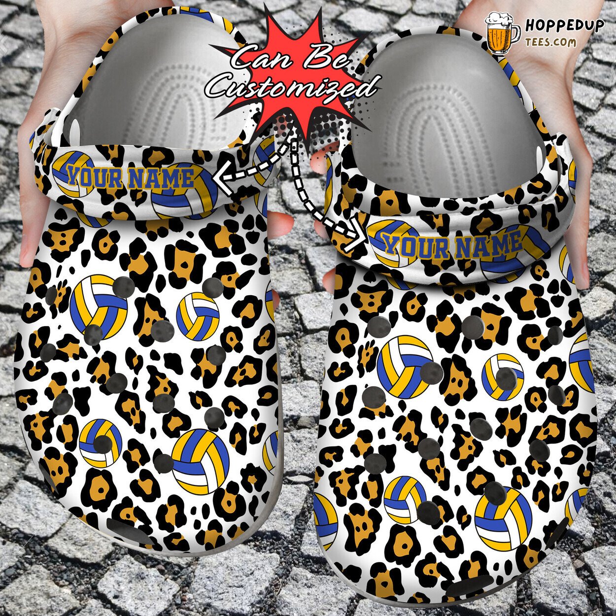 Seamless Volleyball Leopard Personalized Unique Comfortable Clog Shoes