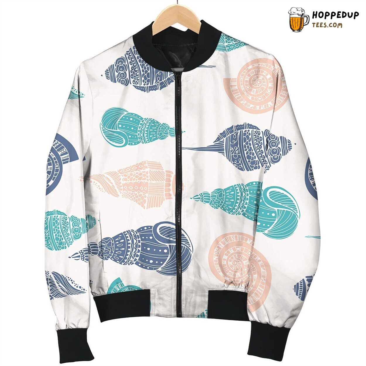 Seashell Seamless Pattern Bomber Jacket