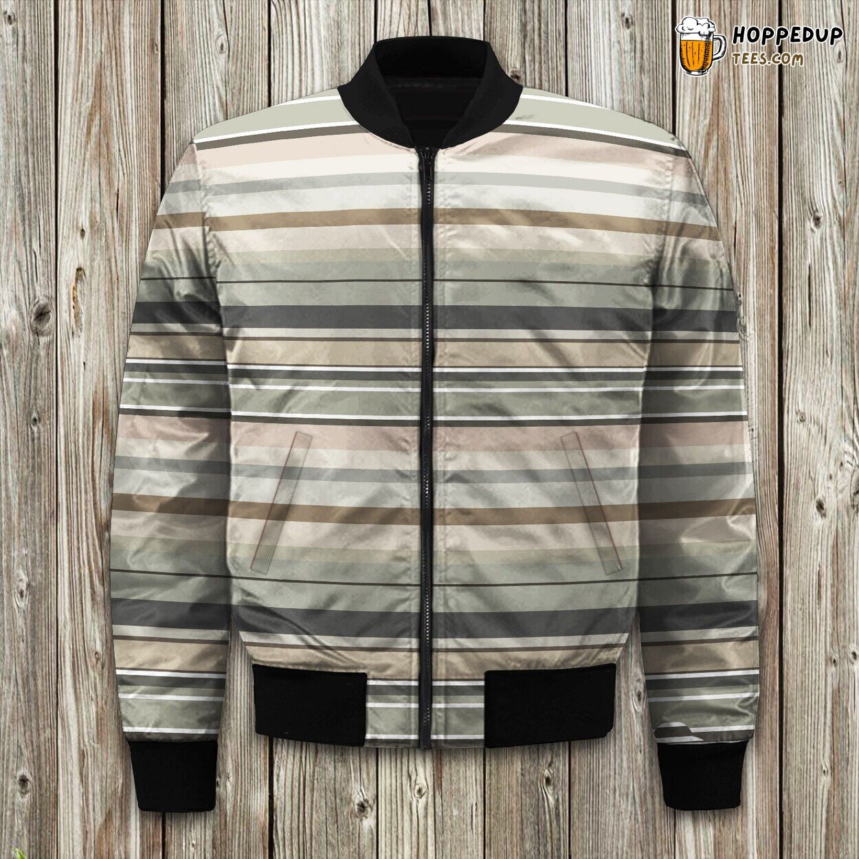 Seaside Cabana Stripe Dream Winter Bomber Jacket Tailored Unique Elegance Craft