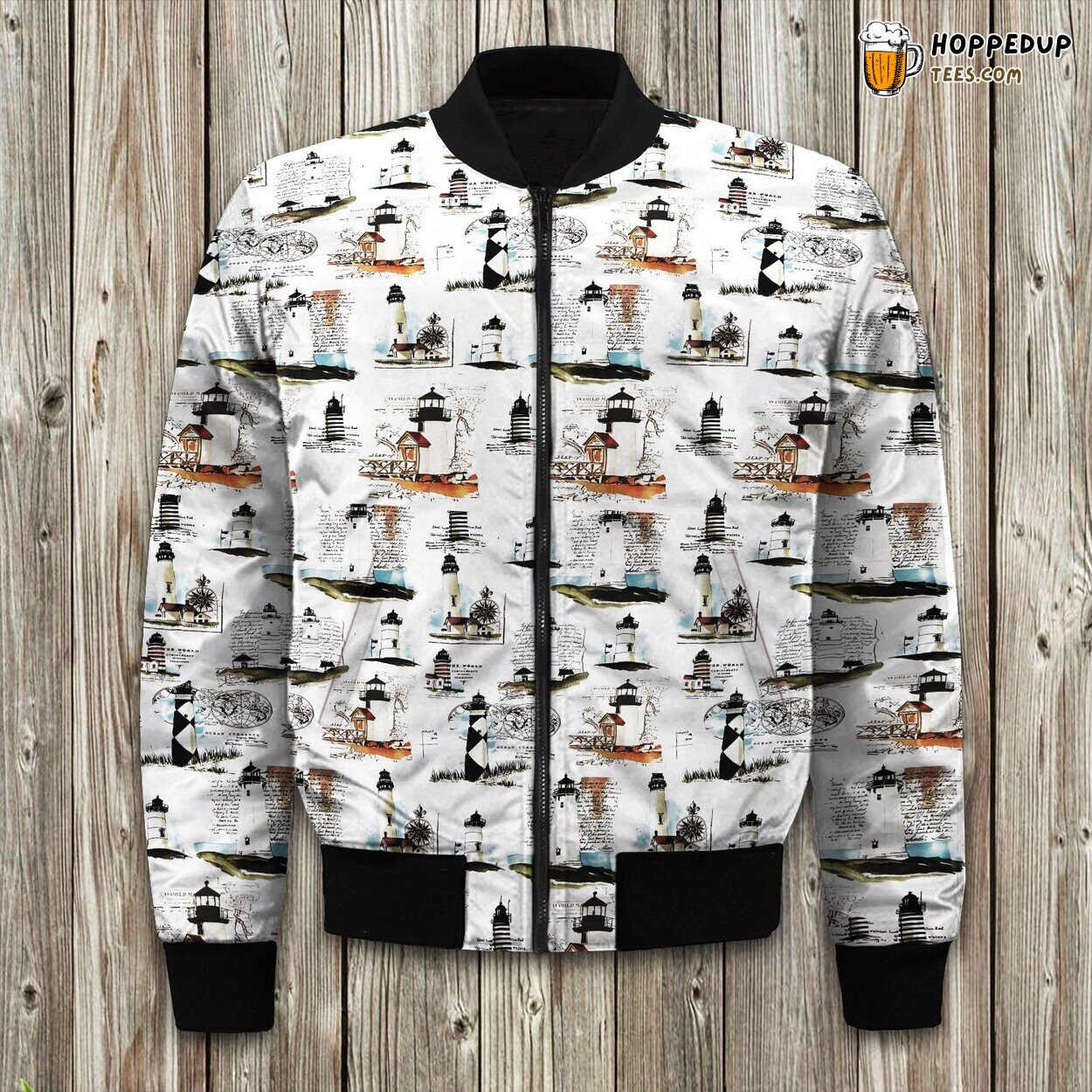 Seaside Lighthouse Essence Winter Bomber Jacket Elite Design Touch