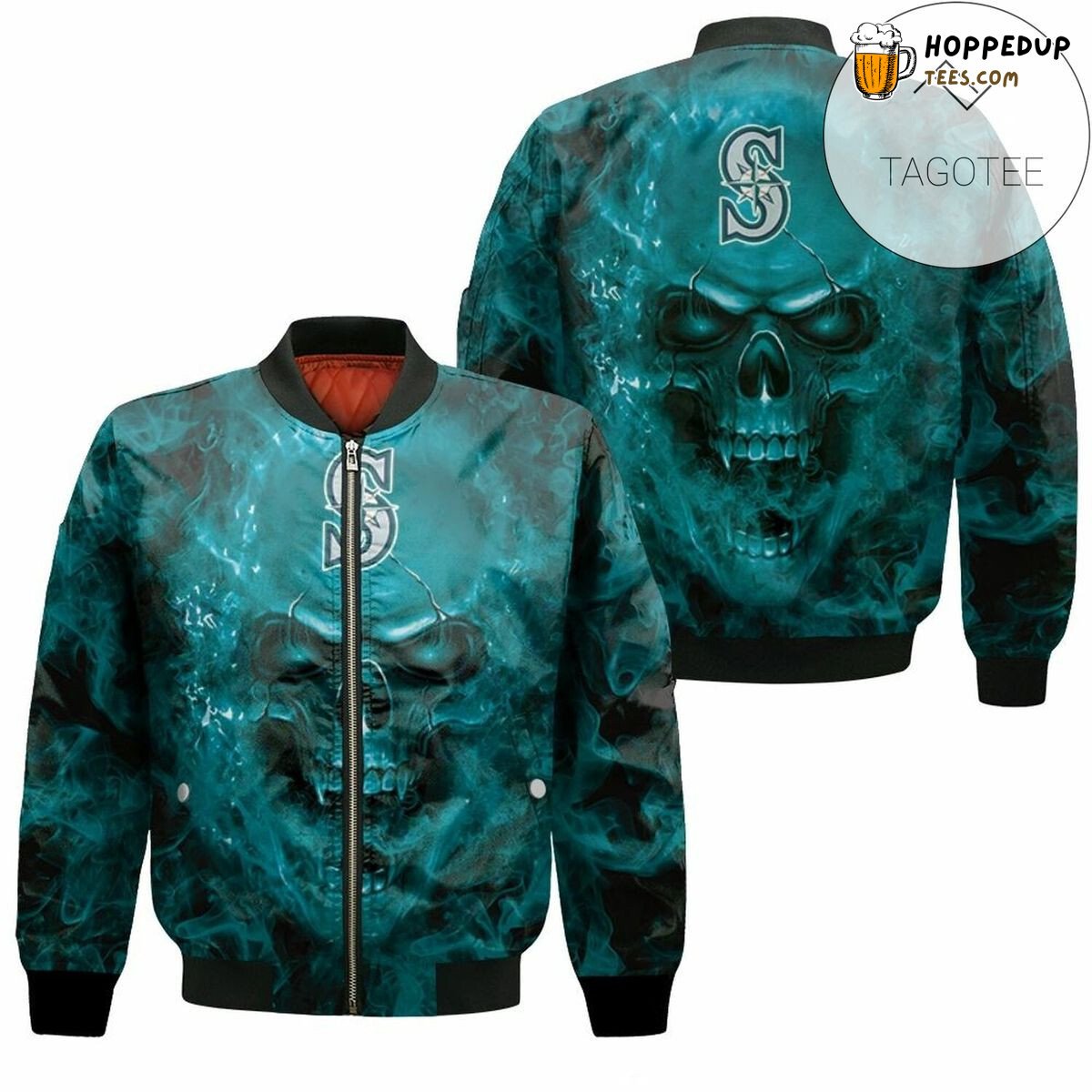 Seattle Mariners MLB Fans Skull Accent Bomber Jacket Edge