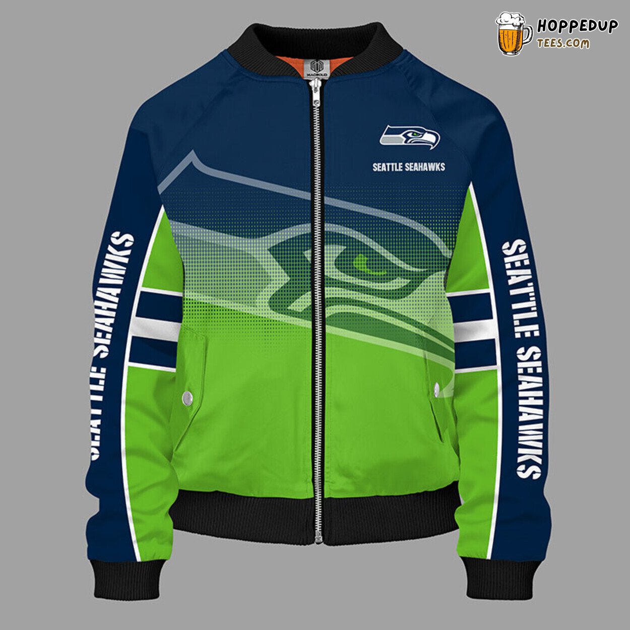 Seattle Seahawks NFL Distinct Green Unisex Bomber Jacket Look