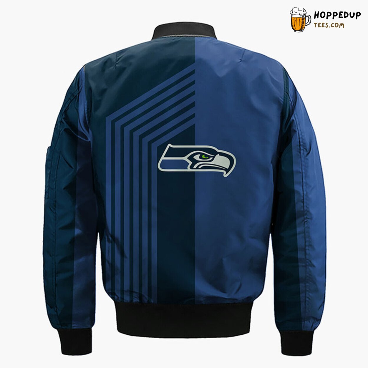 Seattle Seahawks NFL Skull Bomber Jacket Blue Distinct Design