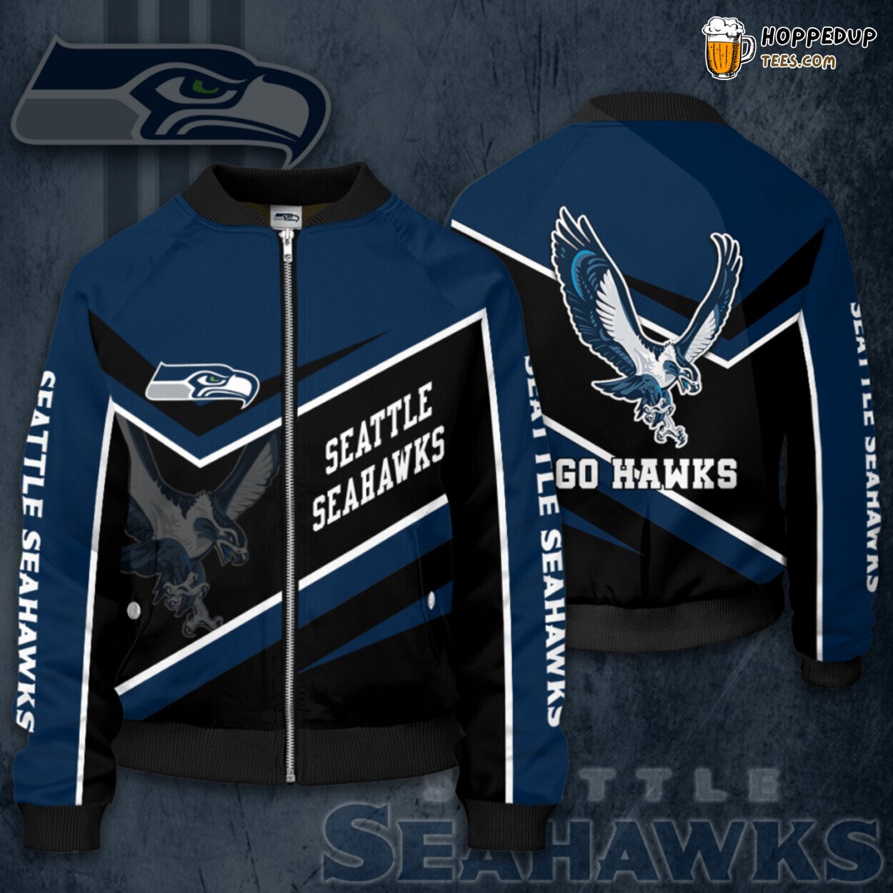 Seattle Seahawks SS Authentic Football Bomber Jacket Elite Wear
