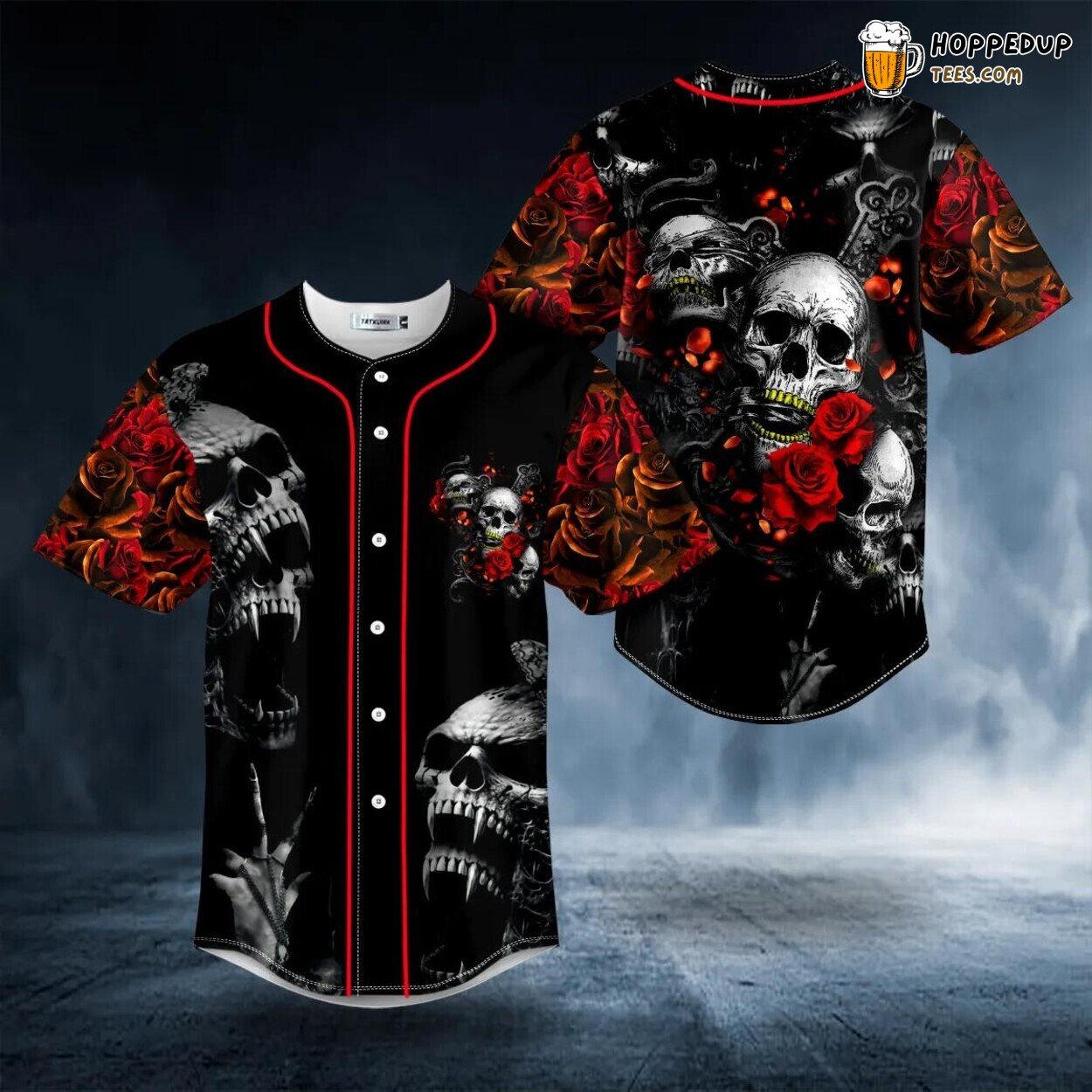 See Hear Speak Roses No Evil Skull Tailored Unique Baseball Jersey