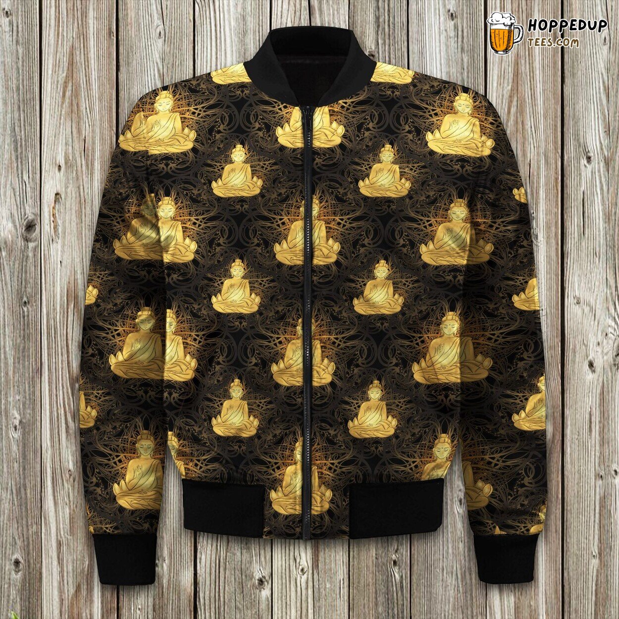 Serene Buddha Artistry Winter Bomber Jacket Tailored Unique Elegance Design