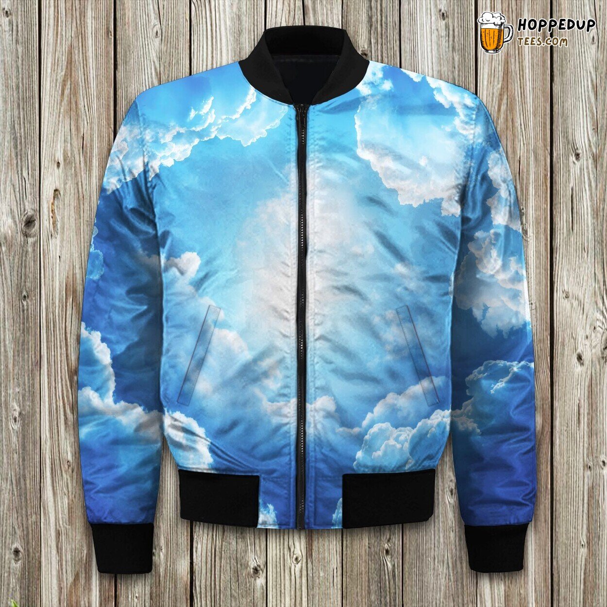 Serene Cloud View Winter Bomber Jacket Padded Design Luxurious Comfort