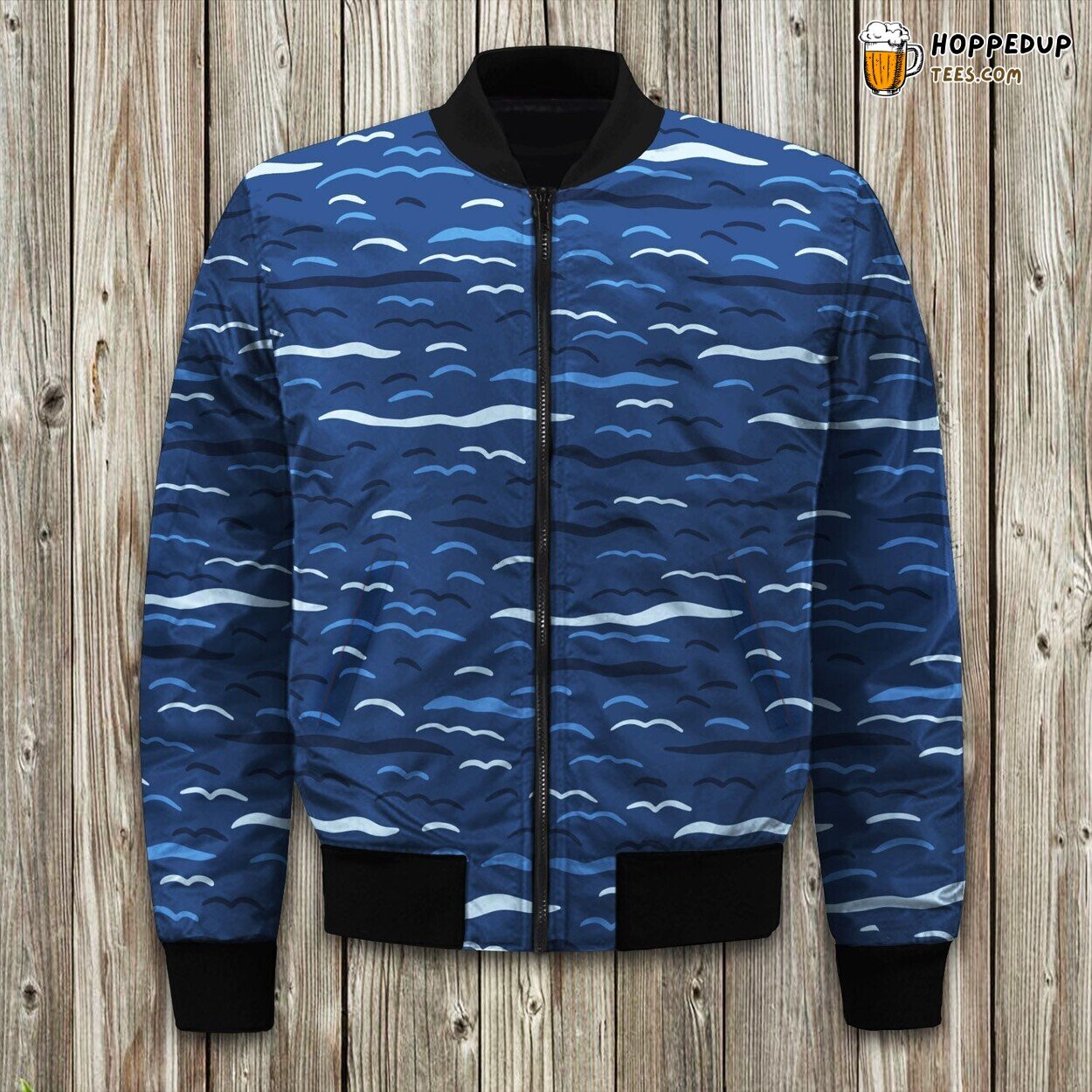 Serene Lake Pattern Design Winter Bomber Jacket Nature’s Beauty Touch