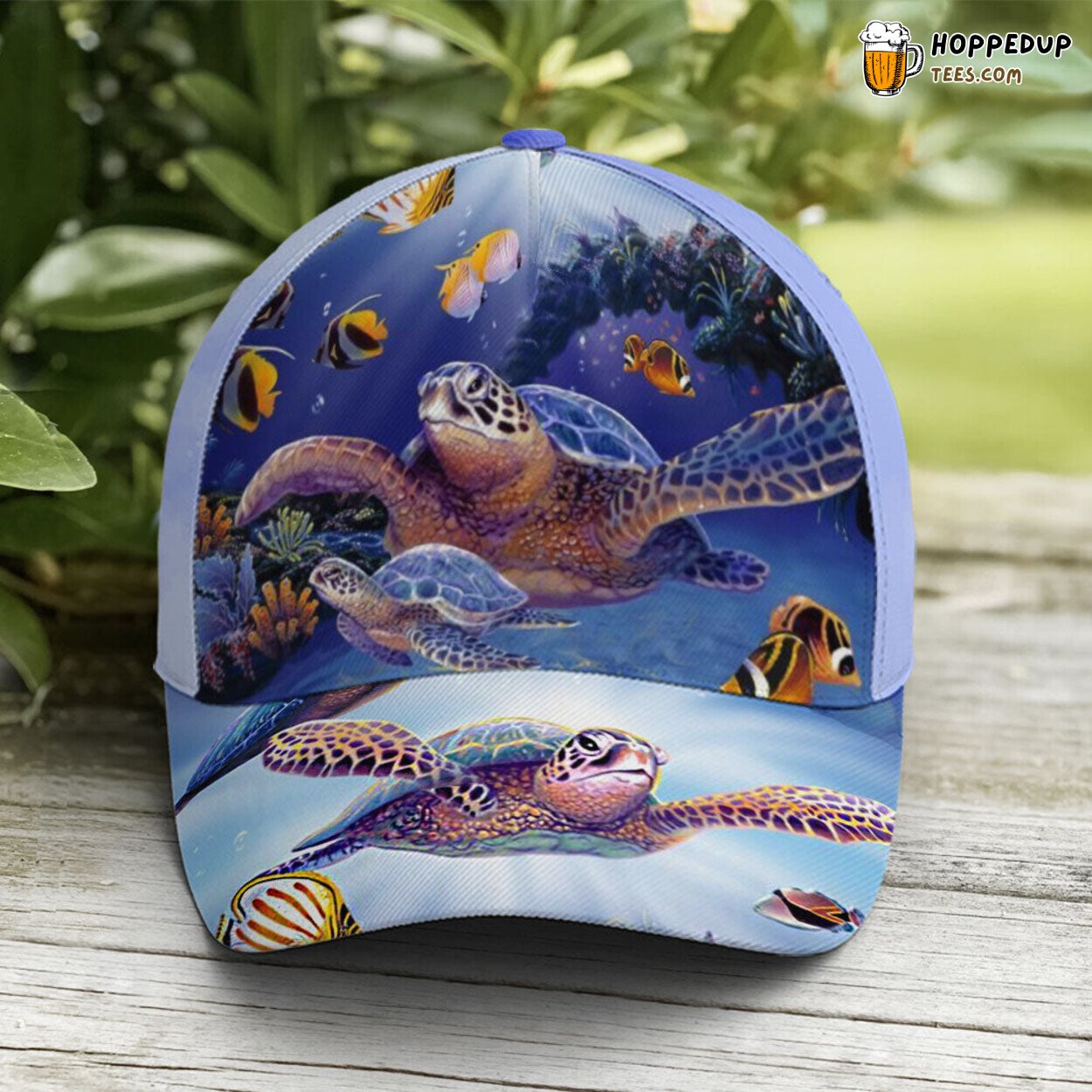 Serene Turtle Ocean Theme Printed Fashion Baseball Cap Design