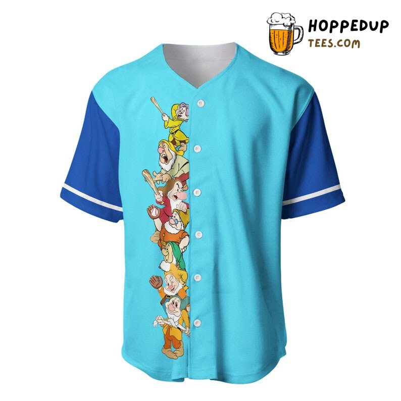 Seven Dwarfs Snow White All Over Print Baseball Jersey Blue Unisex Jersey Shirt