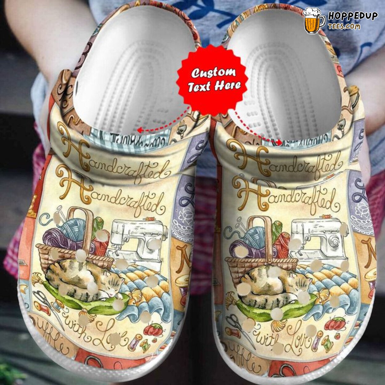 Sewing Handcrafted In Love Theme Colorful Comfortable Clogs Shoes