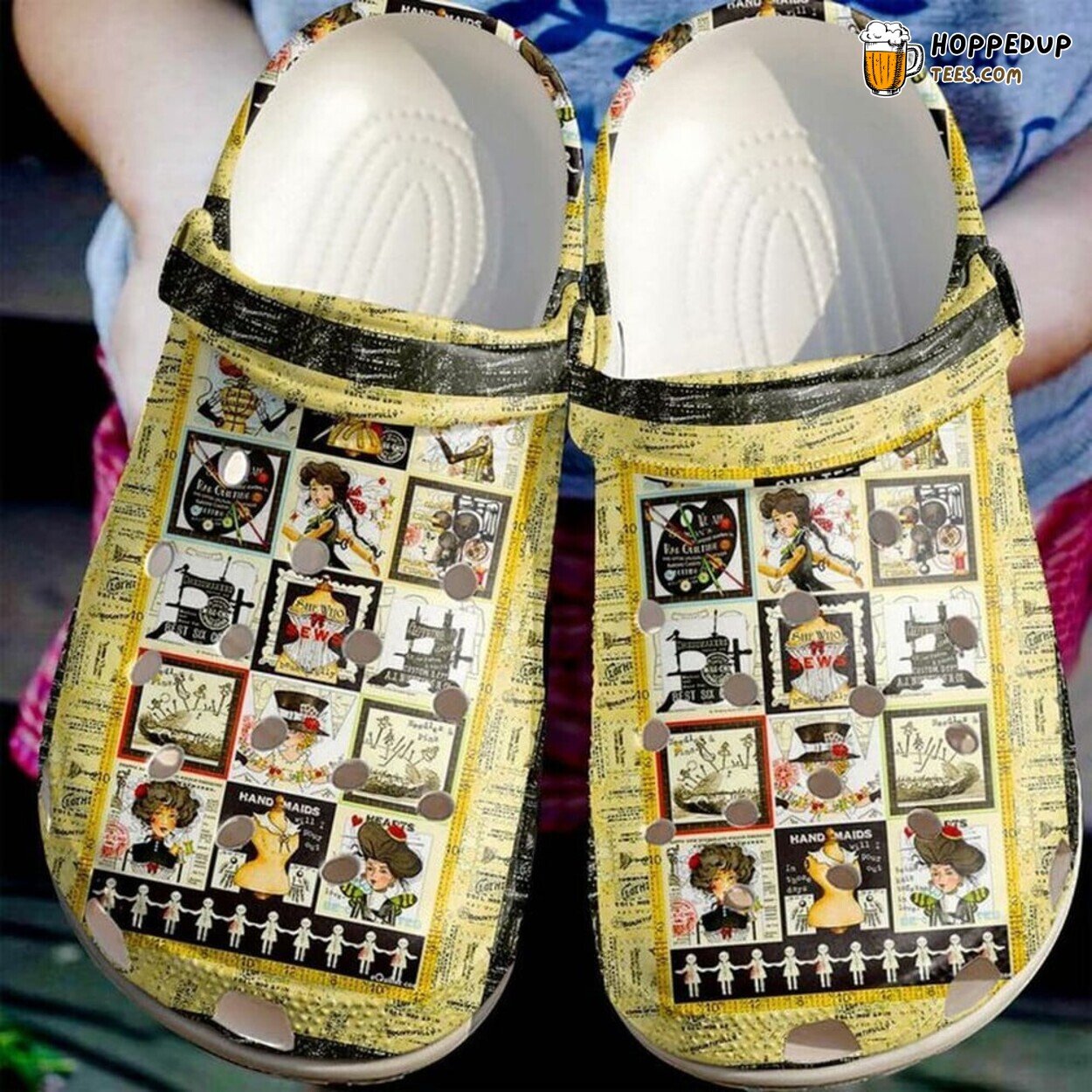 Sewing Lady Lover Gift Themed Comfortable Unique Stylish Rubber Clogs