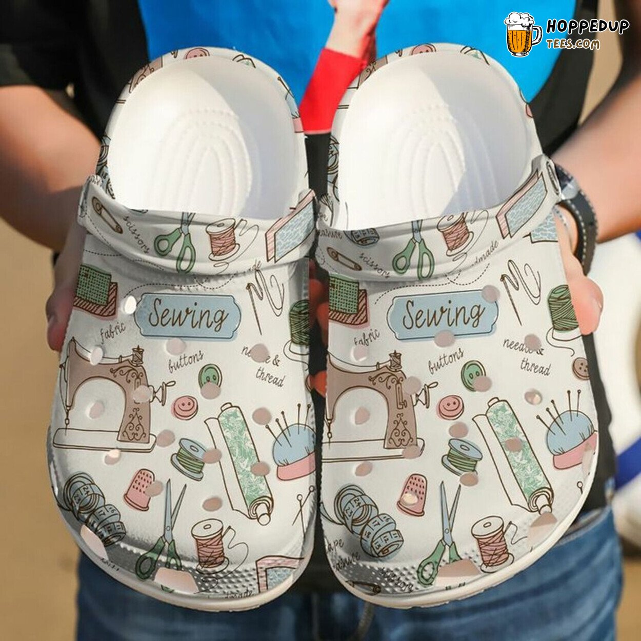 Sewing Pattern Icon 102 Themed Rubber Clog Shoes Unique Gift Idea