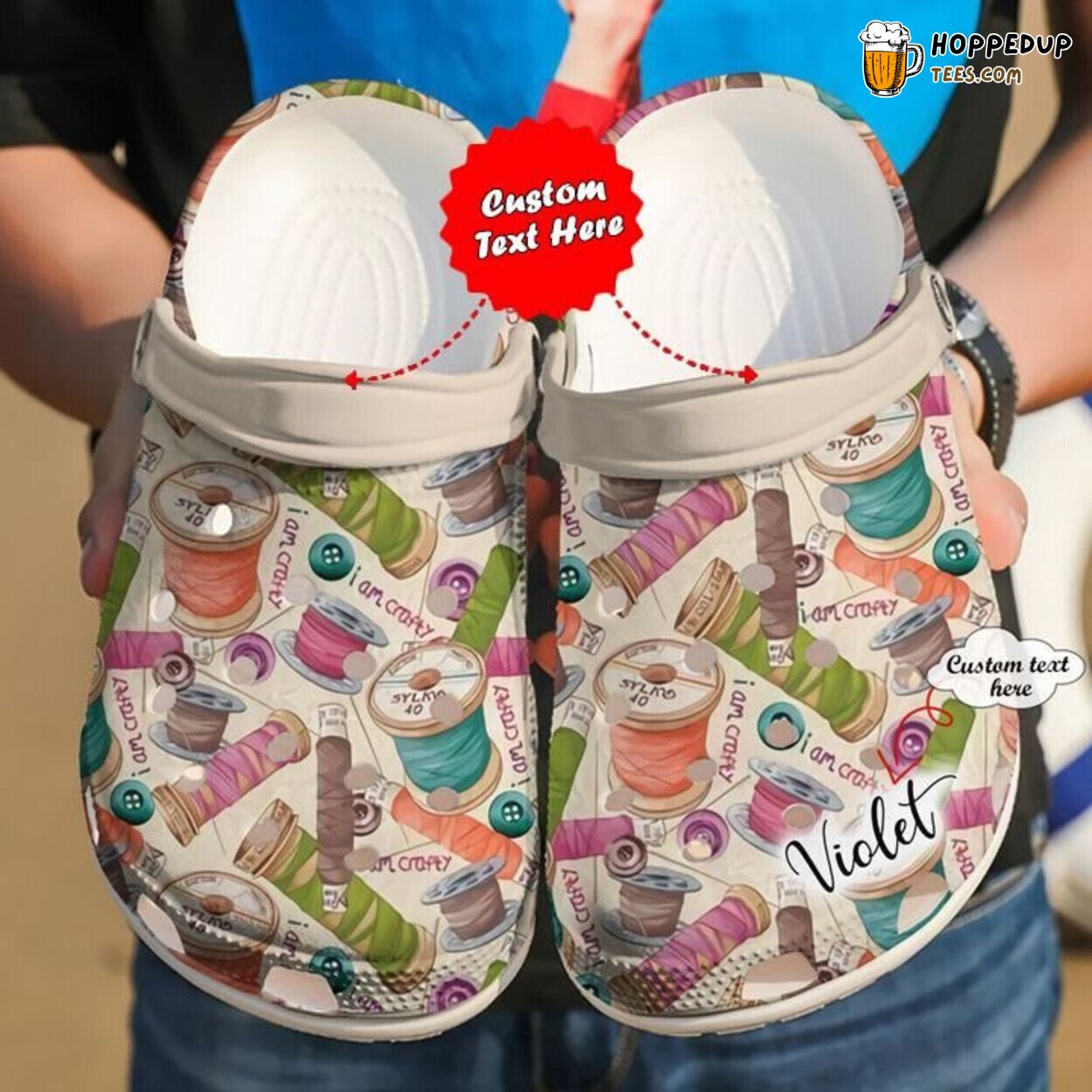 Sewing Personalized I Am Crafty Theme Colorful Comfortable Clogs