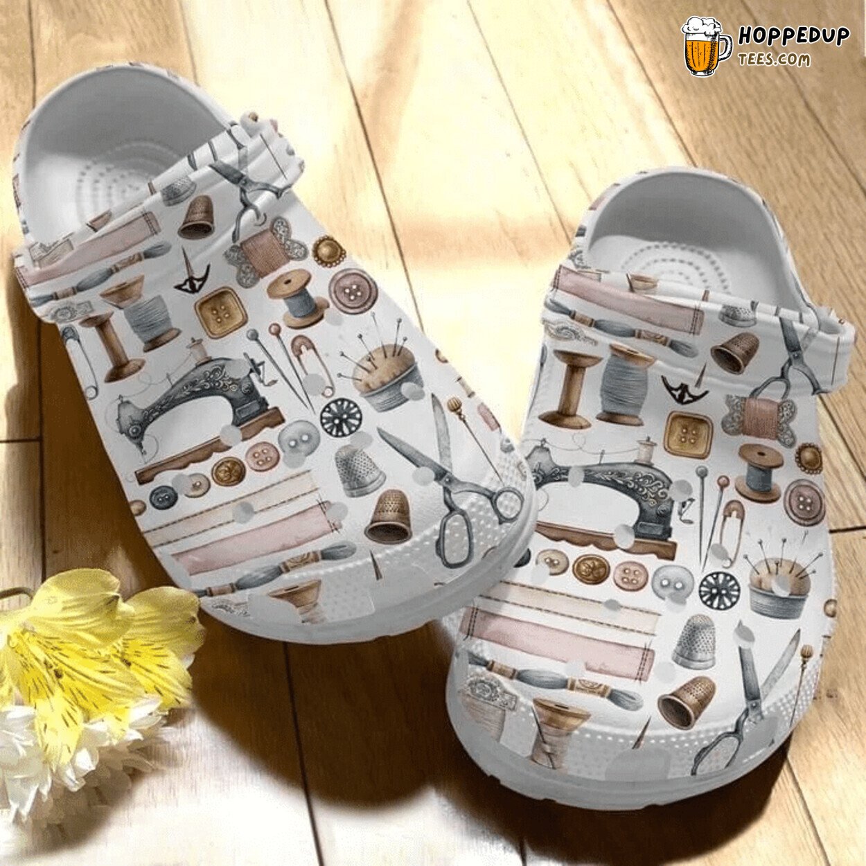Sewing Themed Comfortable Stylish Unique Design Clog Shoes