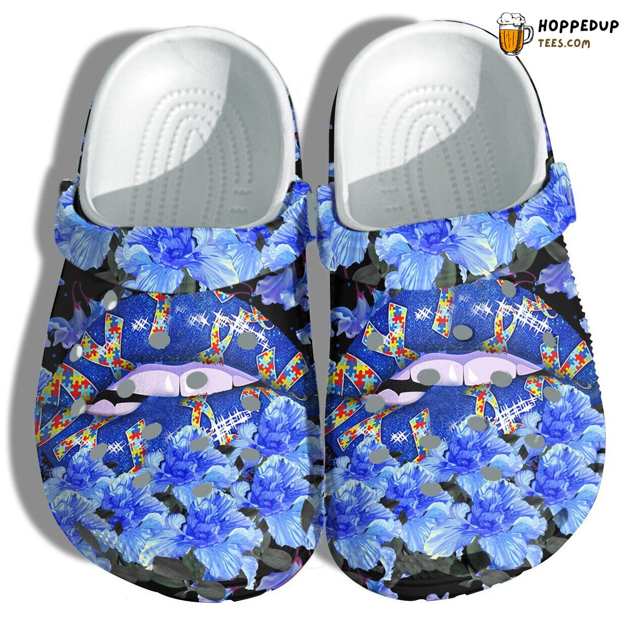 Sexy Blue Lip Puzzle Autism Awareness Comfortable Clogs Women Girls