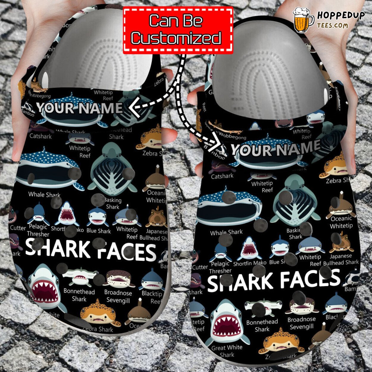 Shark Faces Pattern Custom Design Comfortable Clog Shoes Unique