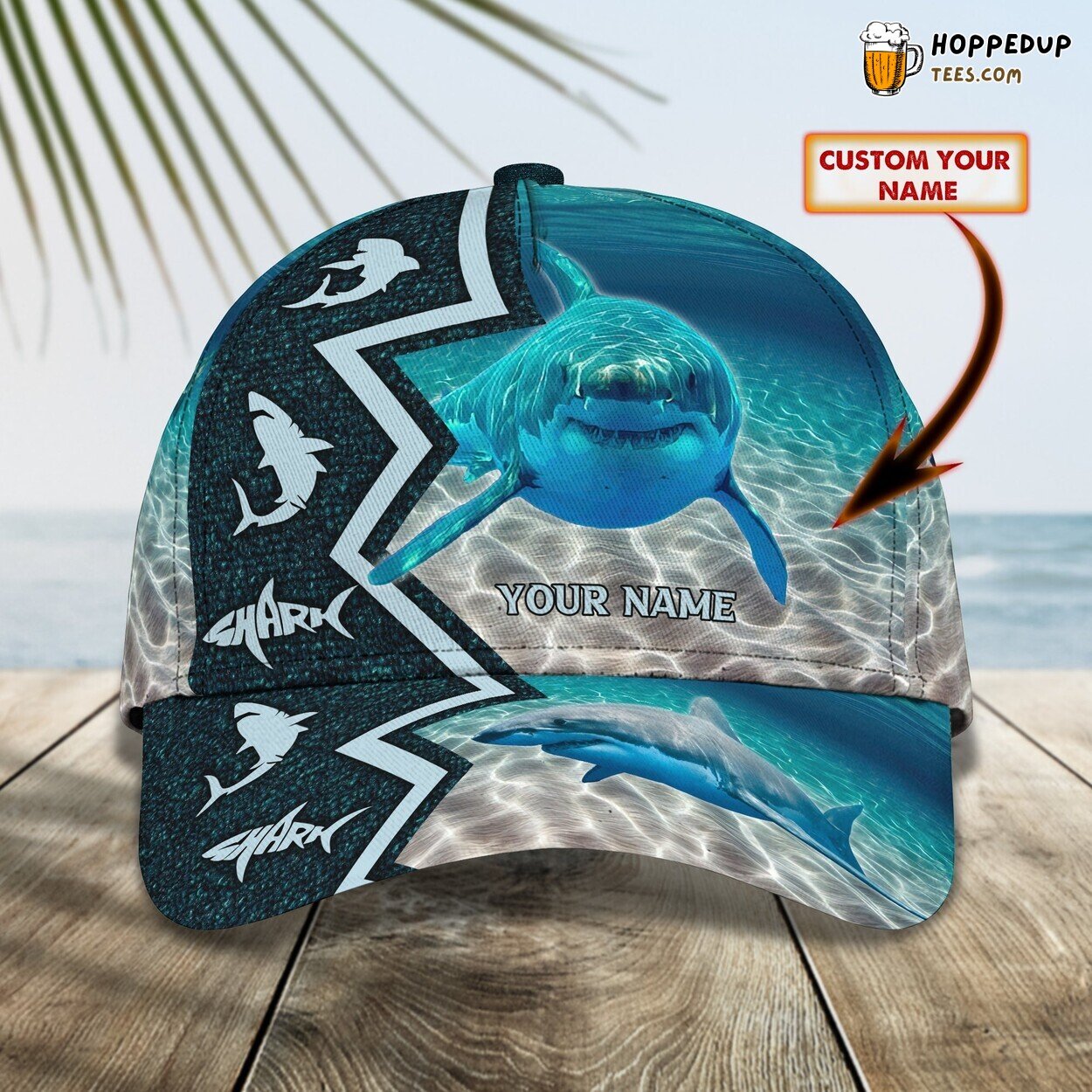 Shark Lovers Ocean Hat Classic 3D Cap Personalized Name Authentic Edition
