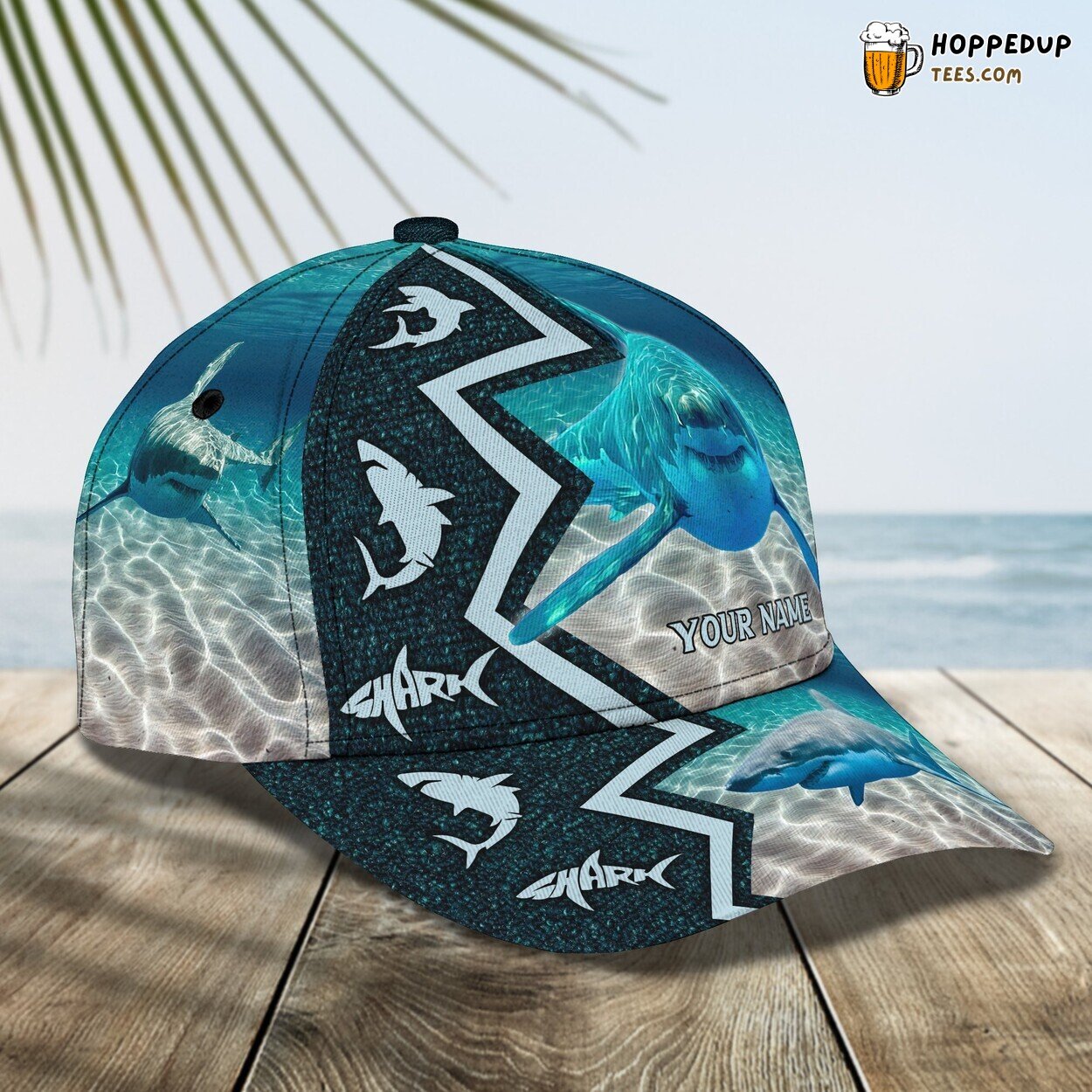 Shark Lovers Ocean Hat Classic 3D Cap Personalized Name Authentic Edition