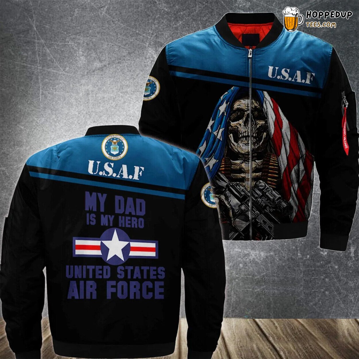 Shaw Base Hero Dad United States Vintage Air Force MA1 Bomber Jacket