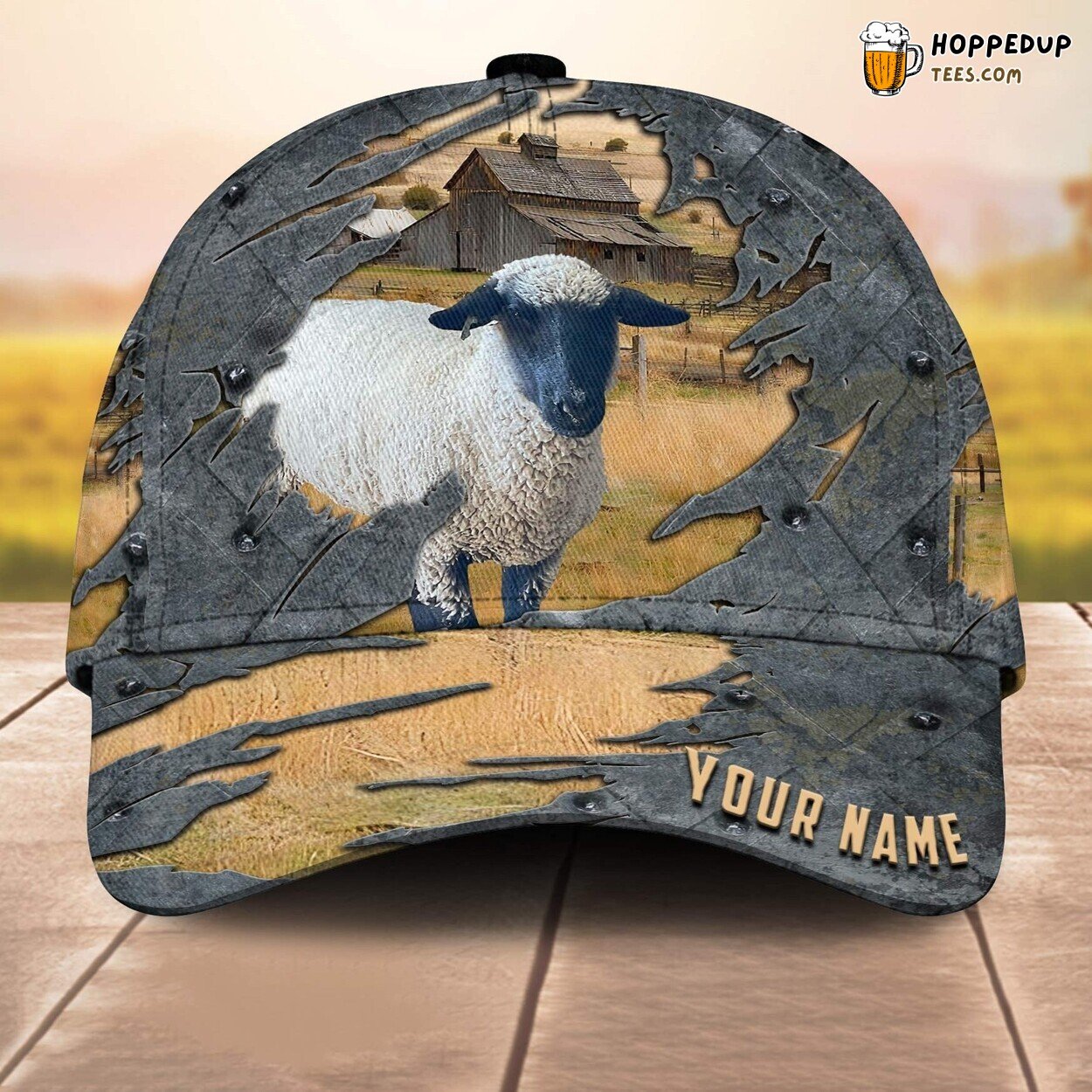 Sheep Customized 3D Printed Cap Baseball Lovers Leather Pattern Animal
