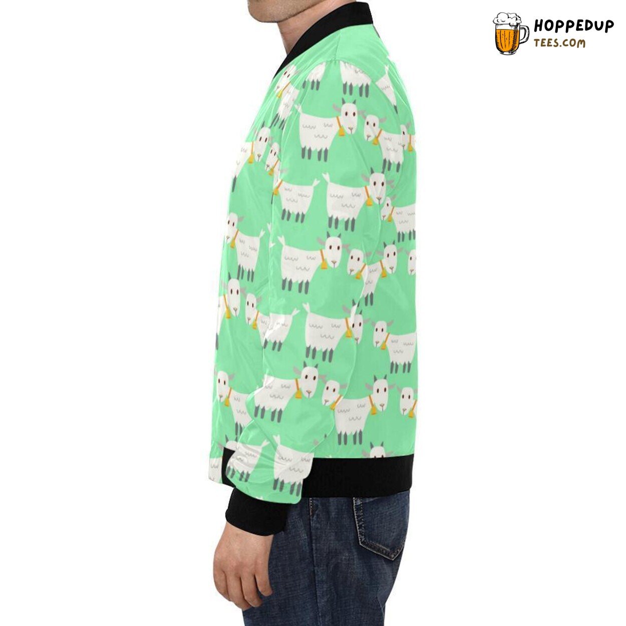 Sheep Goat Fusion as Print Pattern Men’s Bomber Jacket Distinct Style