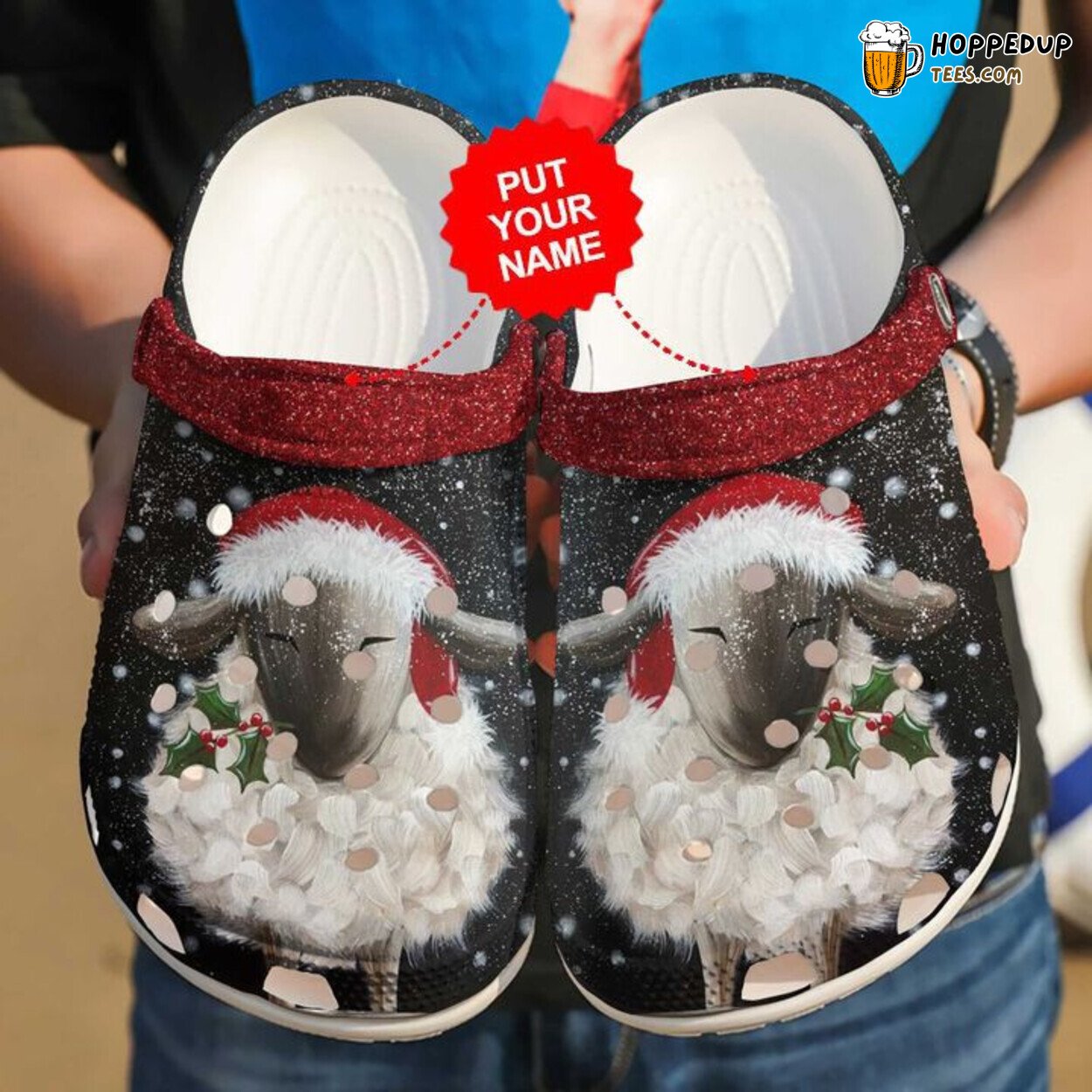 Sheep Merry Christmas Customized Comfortable Unique Clog Shoes Design