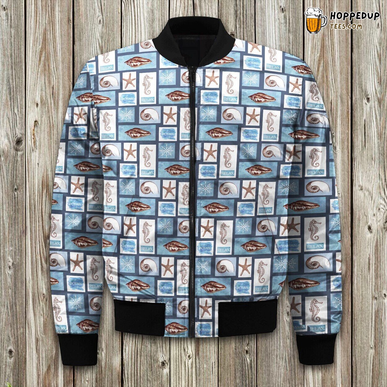 Shells from Ocean’s Depth Bomber Jacket Marine Winter Beauty and Elegance