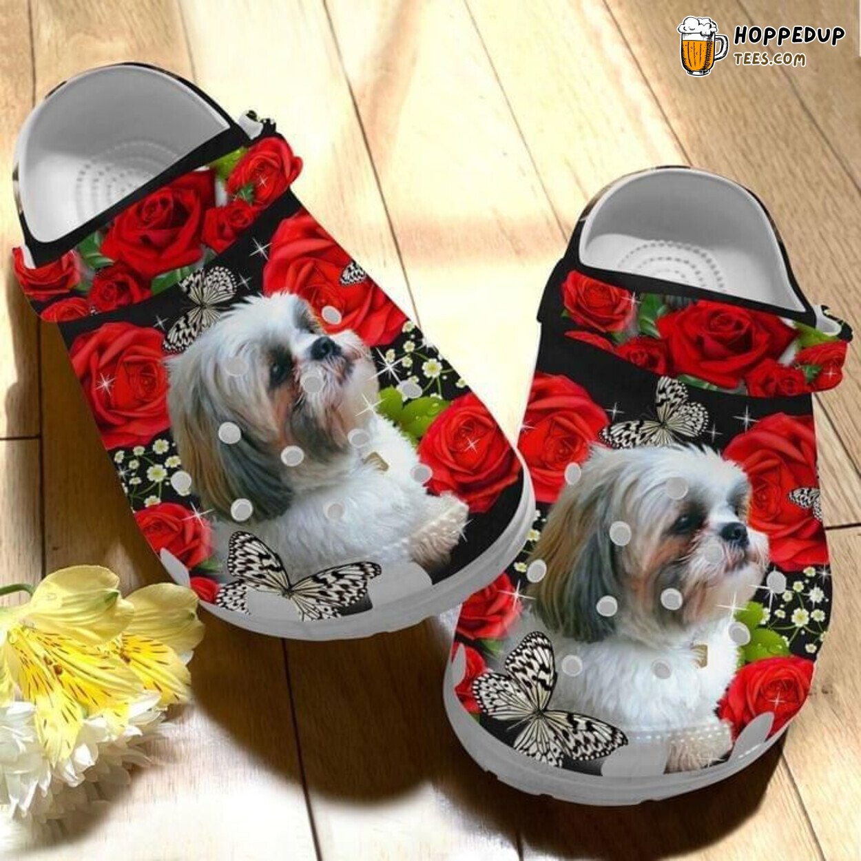Shih Tzu Dog Roses Cute Lover Gift Comfy Rubber Clog Footwear