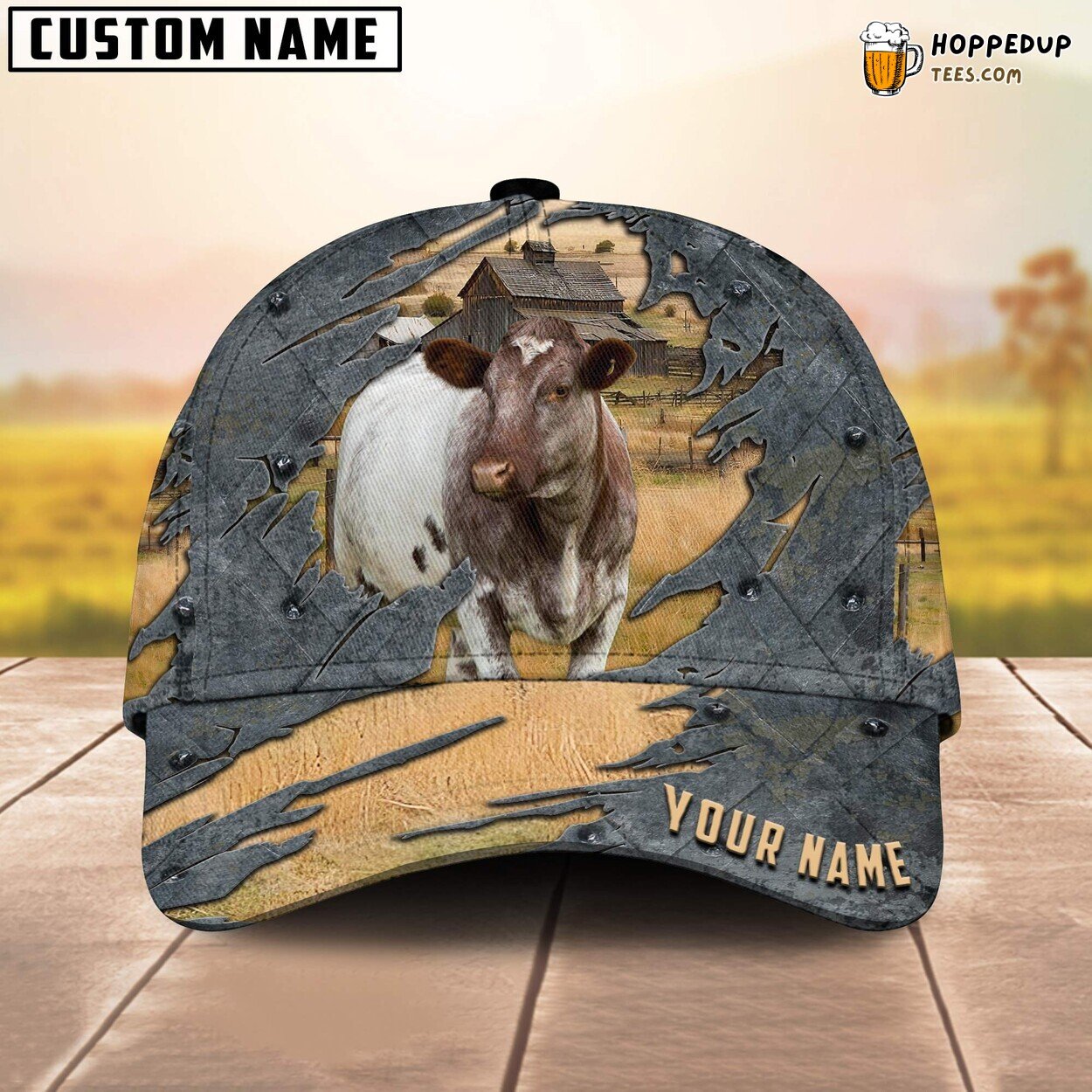 Shorthorn Customized 3D Printed Cap Baseball Lovers Leather Pattern Animal