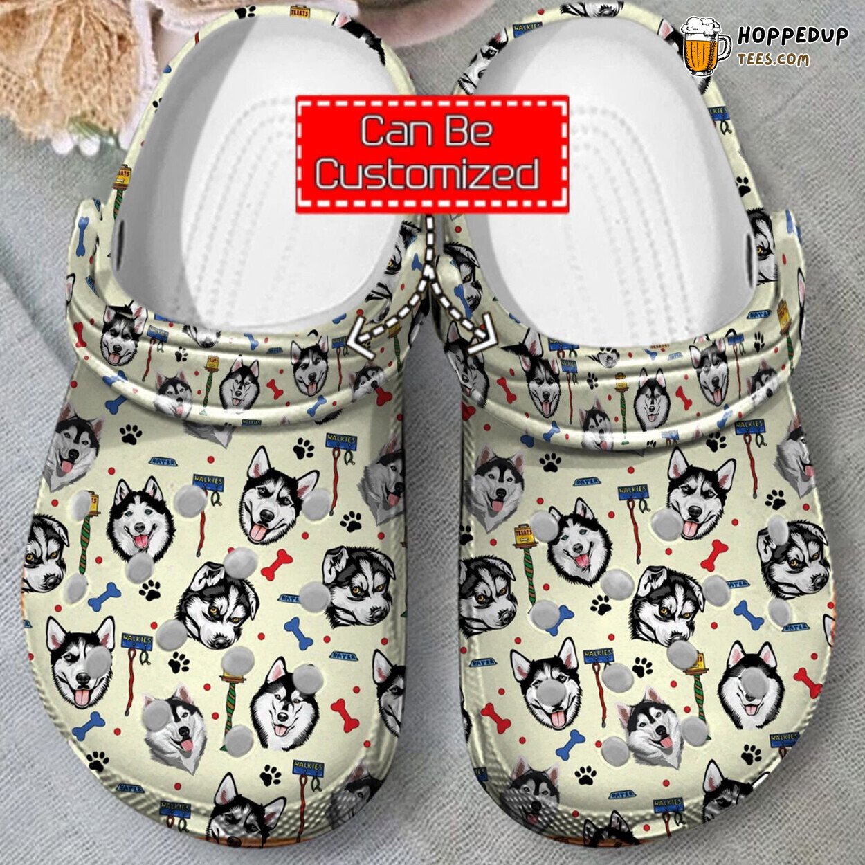 Siberian Husky Animal Print Themed Comfortable Unique Clog Shoes