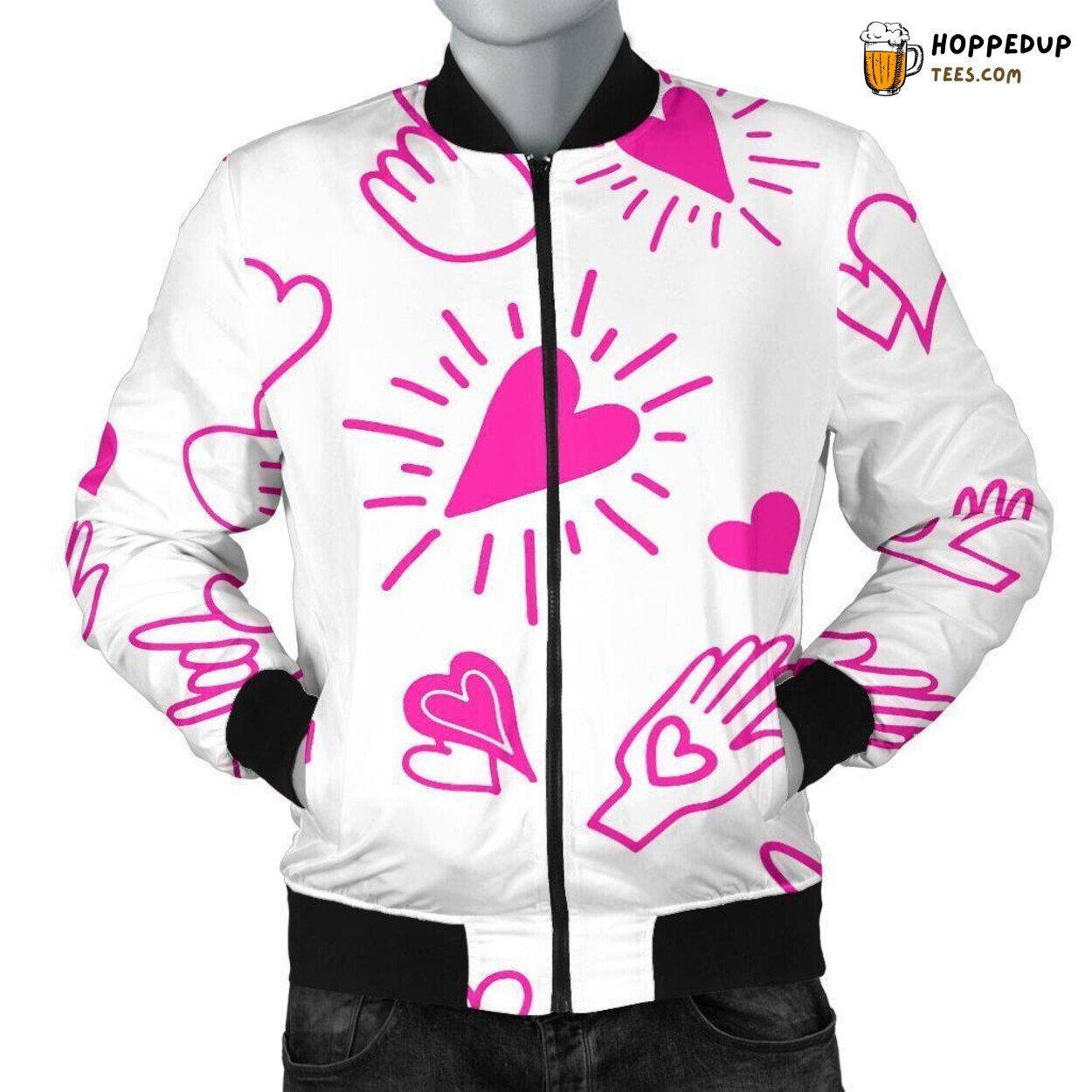 Sign Language Communication Art Men’s Bomber Jacket Unique Pattern Tribute