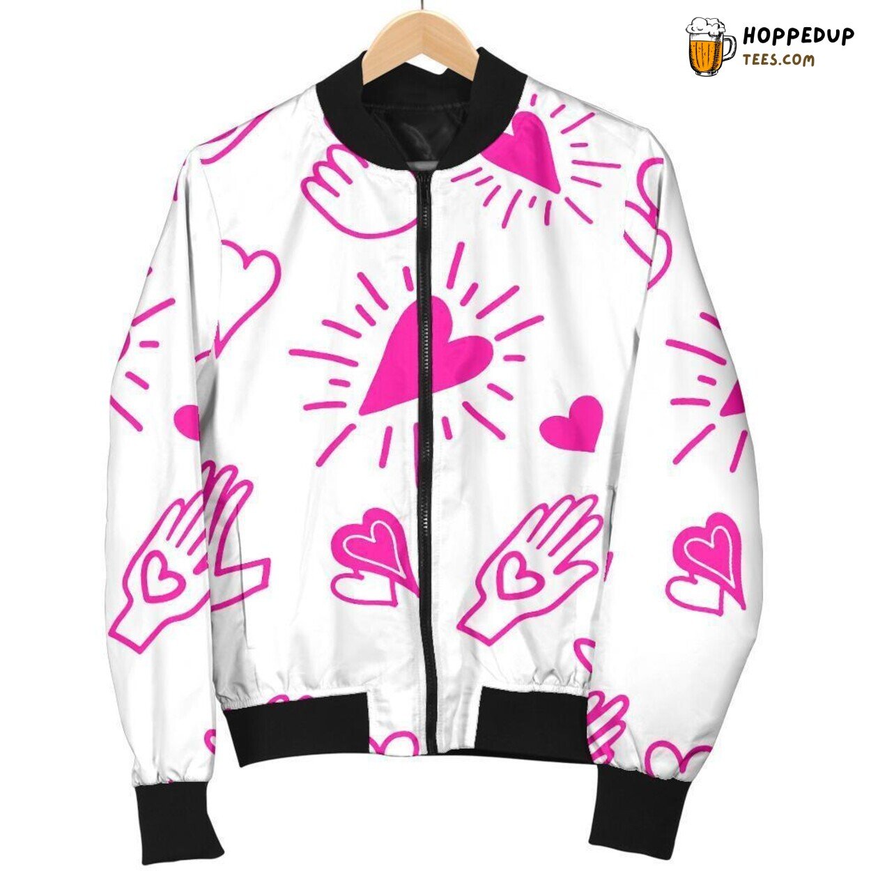 Sign Language Communication Art Men’s Bomber Jacket Unique Pattern Tribute Sign Language Communication Art Men’s Bomber Jacket Unique Pattern Tribute