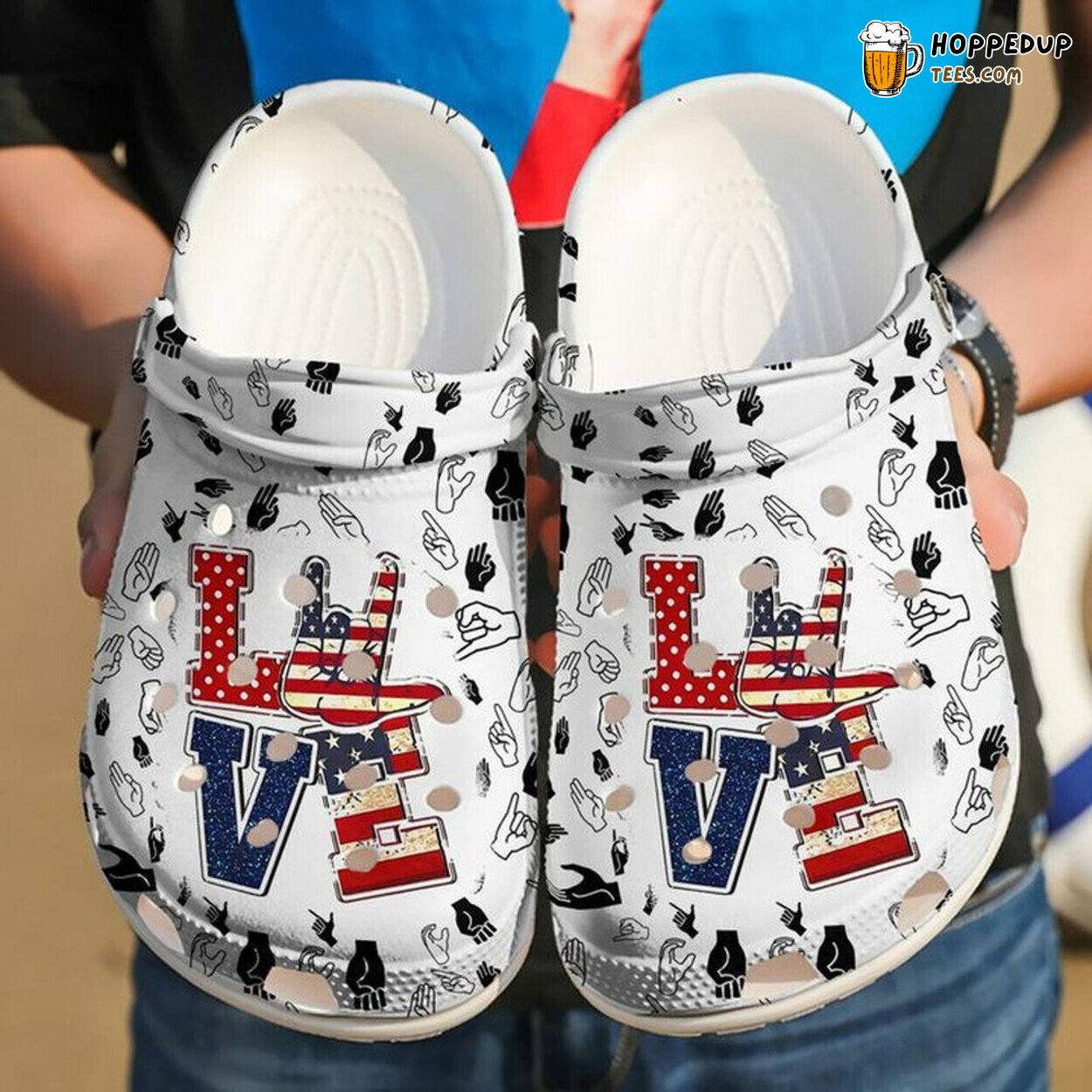 Sign Language I Love You America Lover Gift Comfortable Clogs