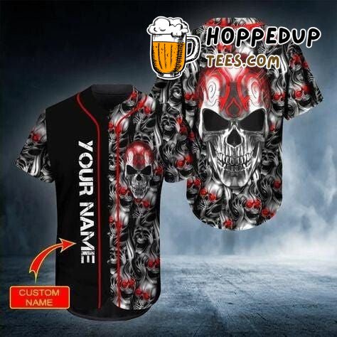 Silver Skull Theme Baseball Jersey Blood Inspired Personalized Unique Design
